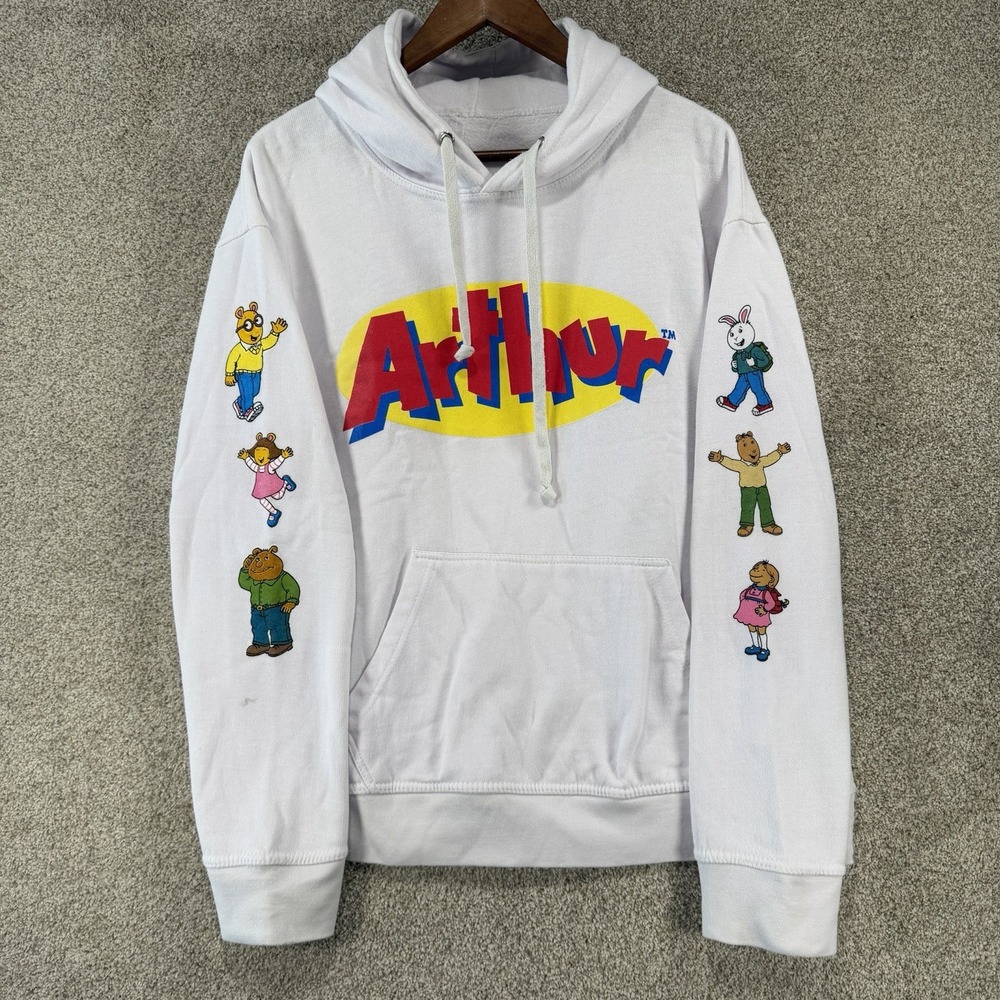 Arthur PBS Character Logo Hoodie XL 2000s Y2K Graphic Sleeve VTG Buster Binky
